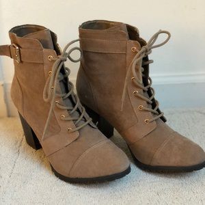 JustFab Heeled Lace-Up Booties